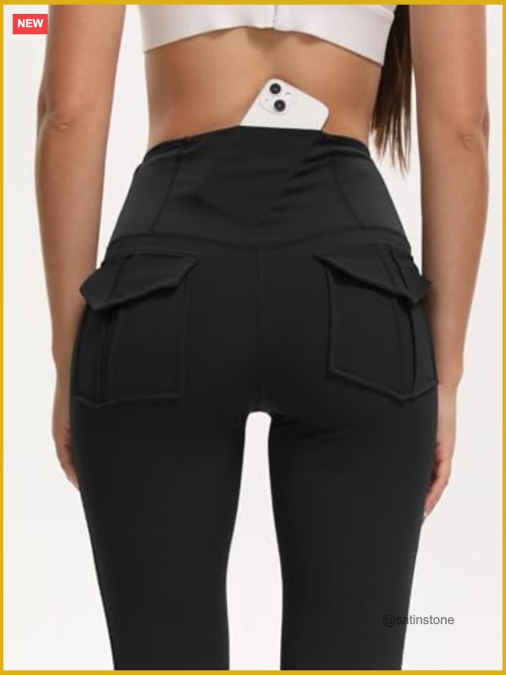 High Waisted Flare Leggings with Pockets Tummy Control Bootcut Yoga Pants - Picture 2 of 7